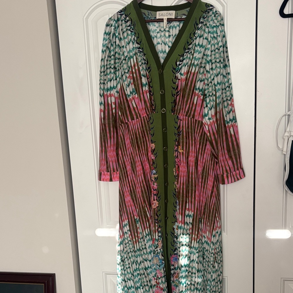 Saloni Green and Pink Patterned Dress